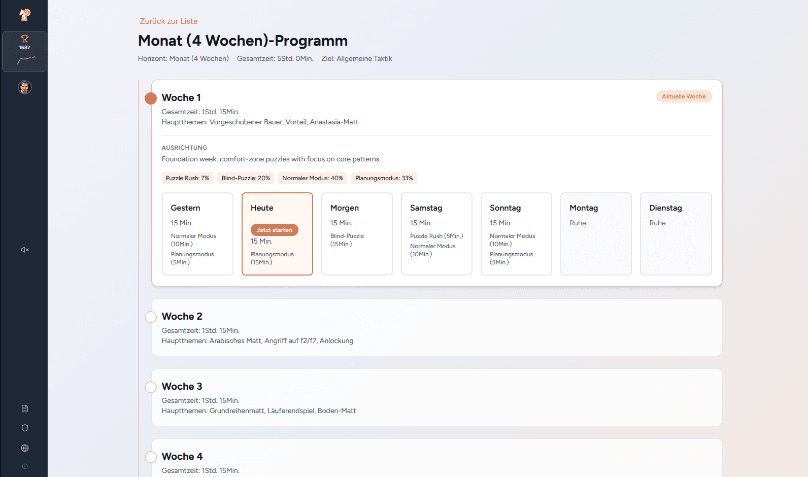 Vorschau auf einen personalisierten Schach-Trainingsplan